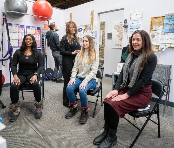 Patients with doctor at Chiropractic Chicago